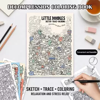 Line Drawing Notebook Relax Stress Drawing Sketch Draft Creative Trace สมุดระบายสี