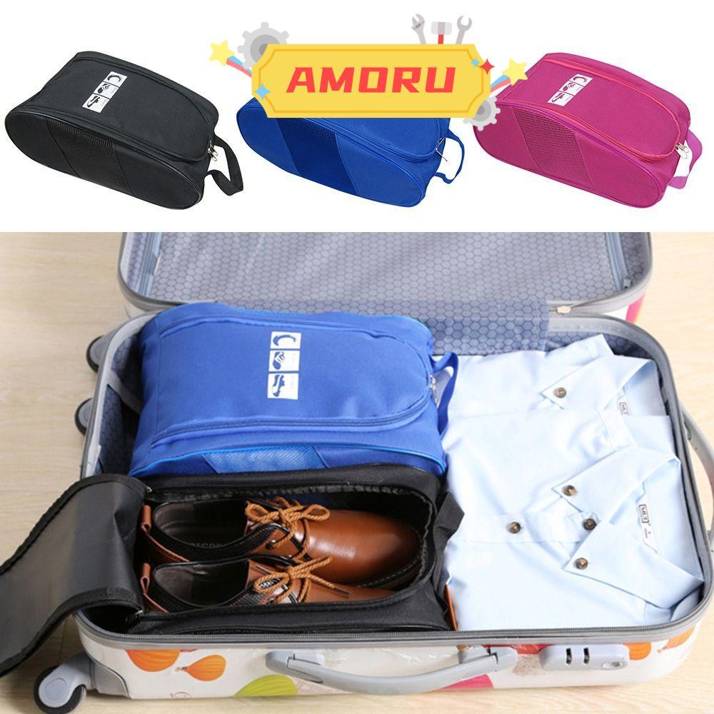 AMOR12U7 Travel Shoes Bag,Multicolor Breathable Mesh Shoes Storage Bag,แบบพกพาน้ําหนักเบากระเป๋าเดิน