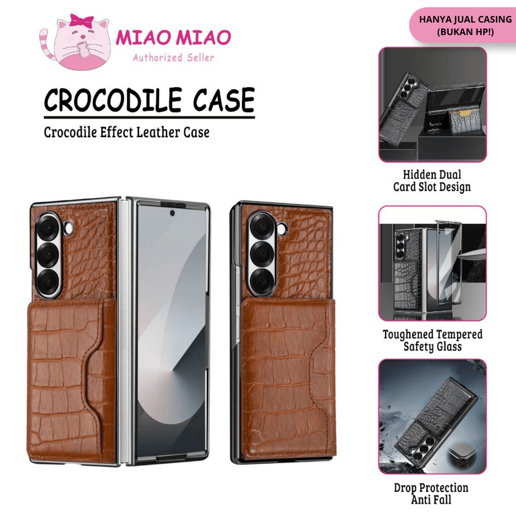 กรณีปลอกสําหรับ Samsung Galaxy Z FOLD 5 Z FOLD 6 Z FOLD 7 / ZFOLD5 ZFOLD6 ZFOLD7 หนังจระเข้หนังหรูหร