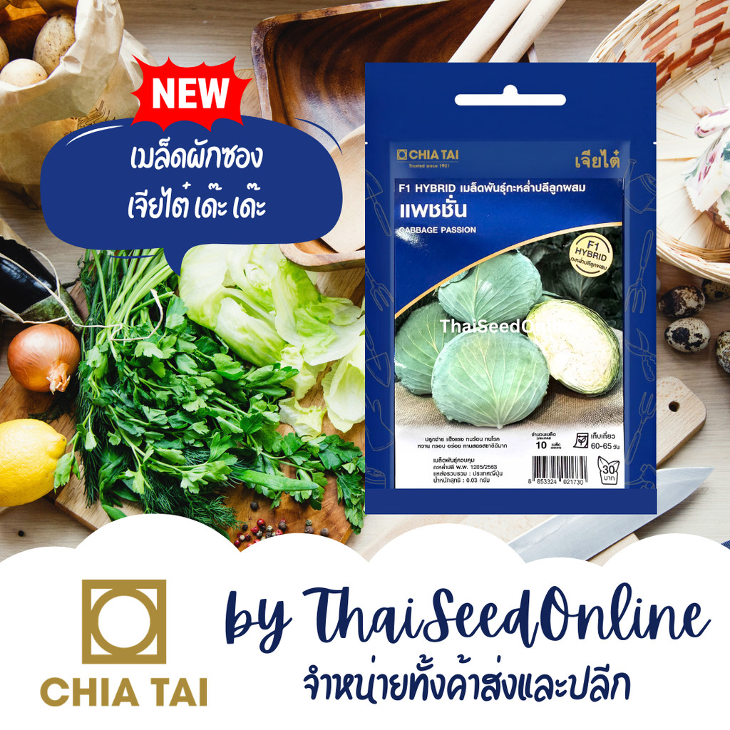 CTSE เมล็ดพันธุ์ กะหล่ำปลี แพชชั่น 0.03 กรัม ตราเจียไต๋ Cabbage Passion