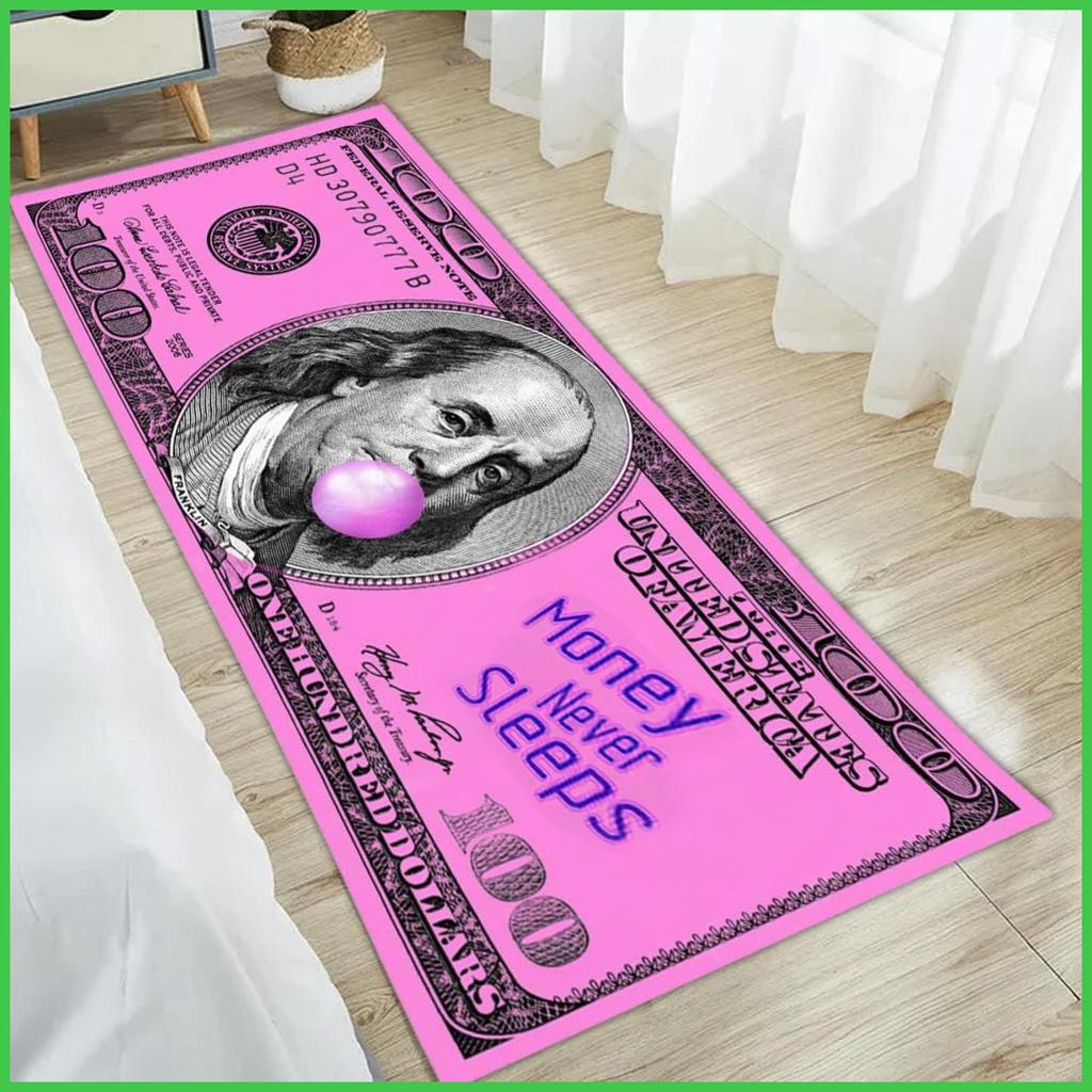Dollar Bill พรมห้องน้ําพรมปูพื้นกันลื่นพรมเงินสีชมพูพรมห้องครัวพรมอาบน้ํา 100 Dollar Bill พรมปูพื้น 