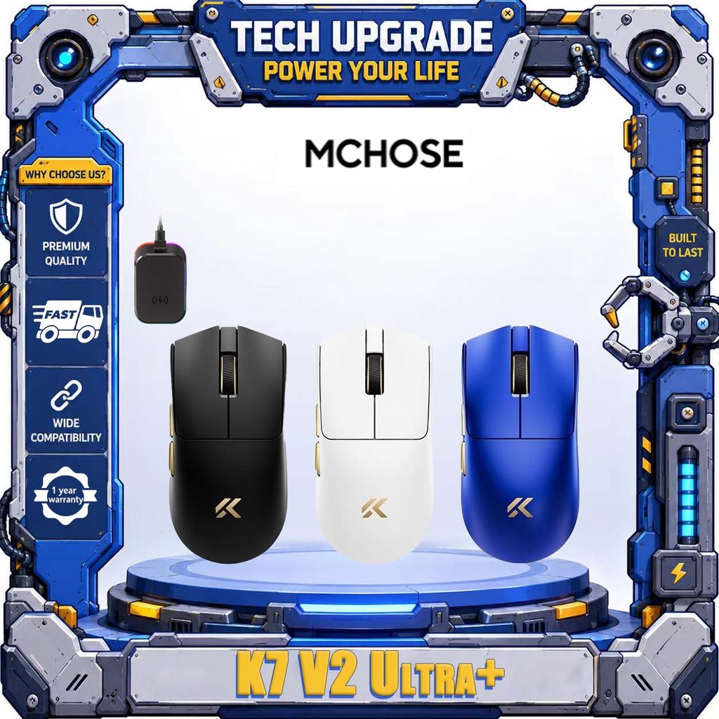 MCHOSE K7 V2 Ultra+three mode น้ําหนักเบา PAW3955TI เมาส์ไร้สายเกม E-sports ชาร์จไร้สายแม่เหล็ก 50000dpi 8k คู่