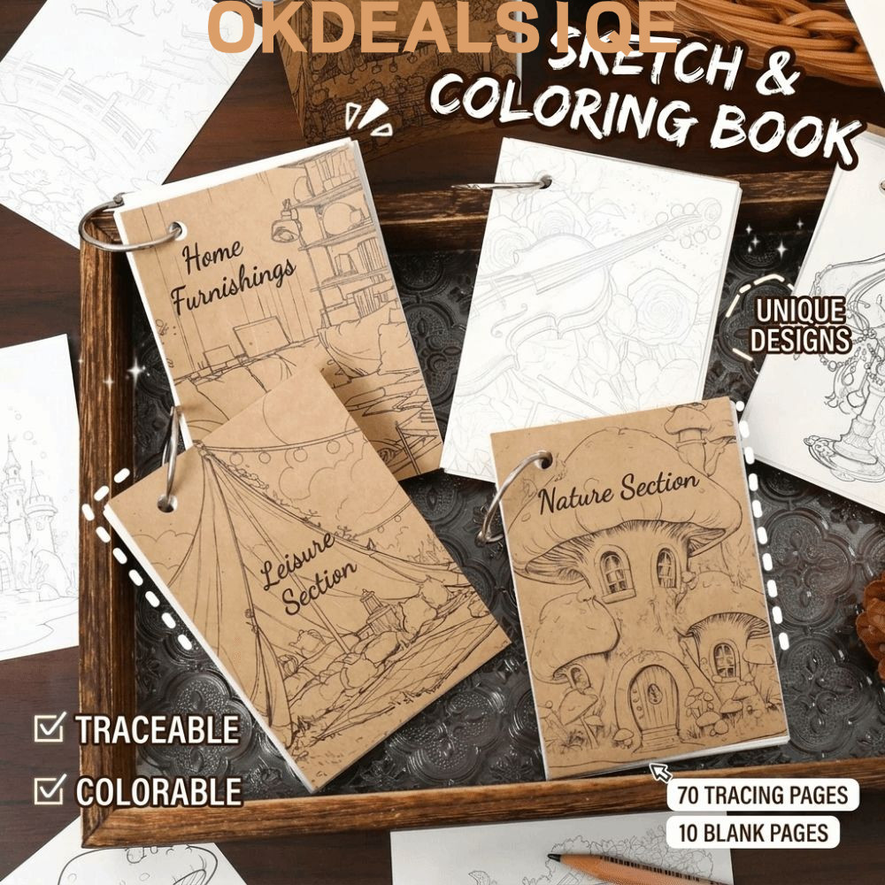 OKDEALS1QE สมุดวาดรูป, กระดาษแข็งใบหลวม Sketchbook สําหรับเด็ก, ทนทาน DIY 80 หน้าปกโลหะสมุดระบายสีสําหรับฝึกผ่อนคลาย