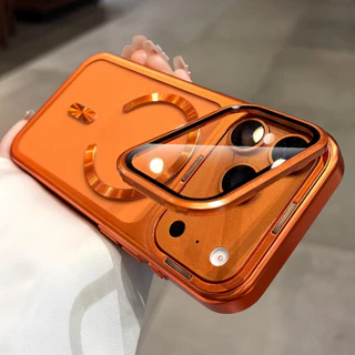 เคสชุบหรูหราสำหรับ iPhone 17 Pro Max เคสใสแม่เหล็ก สำหรับการป้องกันขาตั้งเลนส์