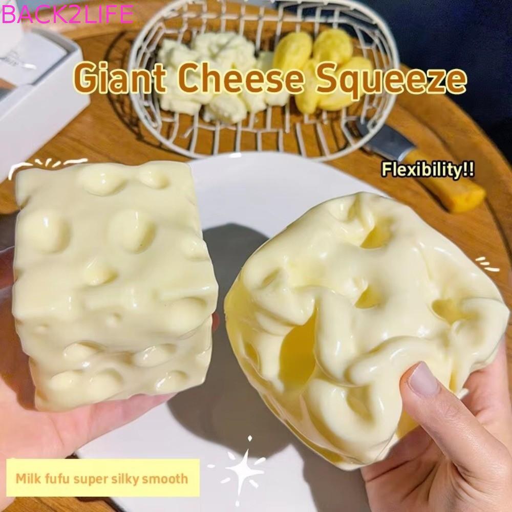 BACK2LIFE ชีสบีบ Cube, 6/7 ซม.Super Soft Cheese Pinch, แบบพกพาความวิตกกังวลบรรเทาสบายสีเหลือง/สีชมพู Non Rebound Fidget ของเล่นตกแต่งบ้าน