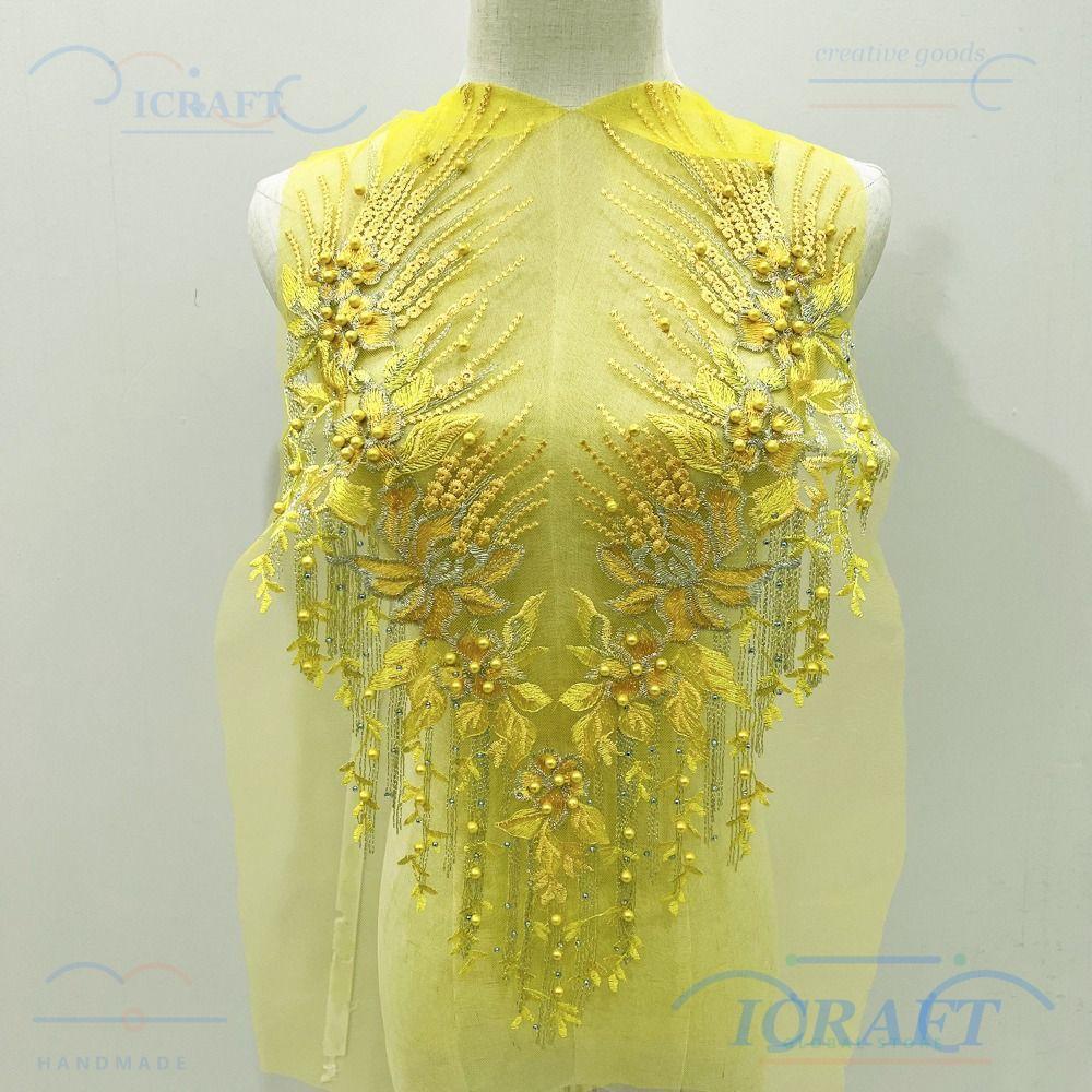 แพทช์เย็บปักถักร้อยลายดอกไม้ พร้อมตาข่าย ผ้าลูกไม้ สำหรับตกแต่งเสื้อผ้า