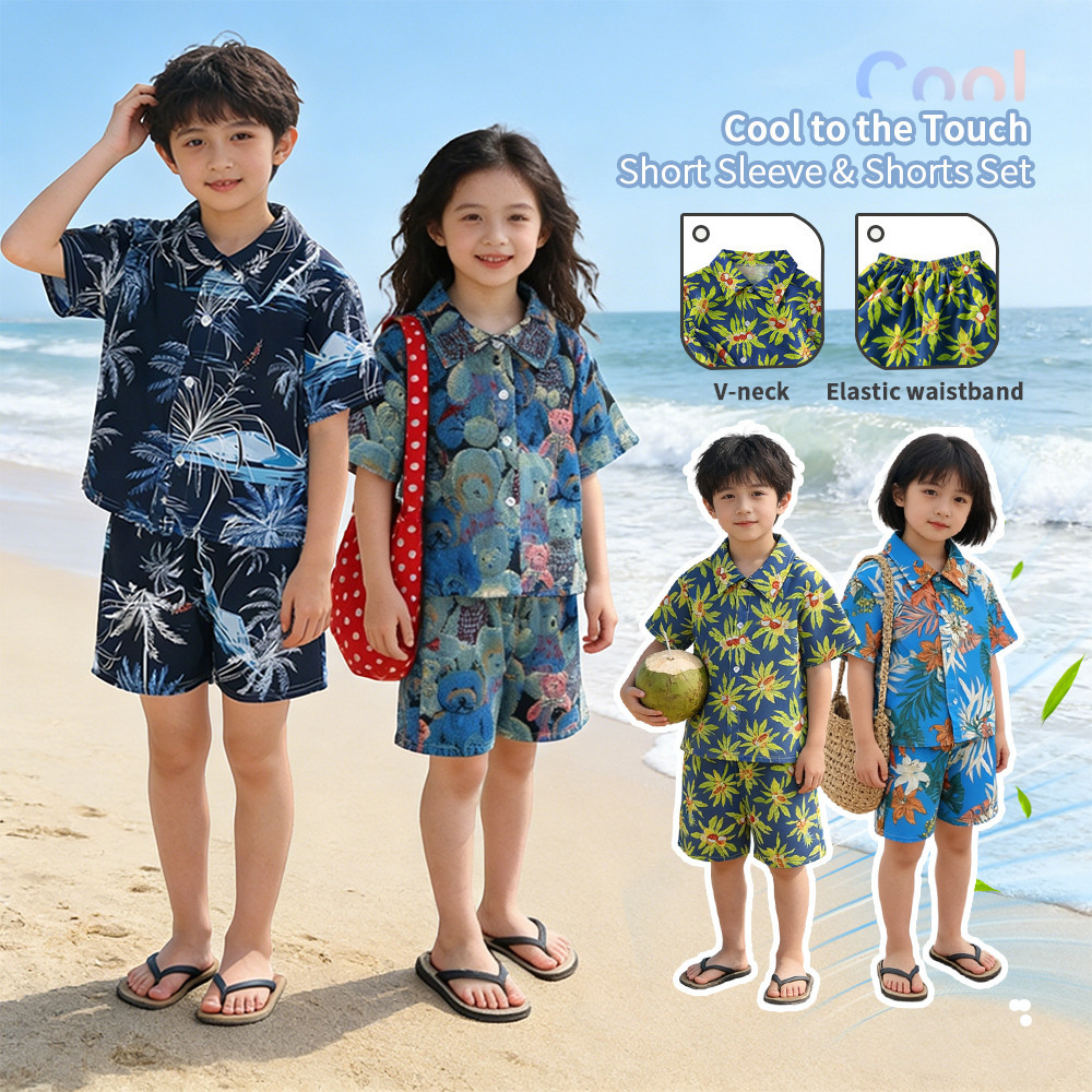 ชุดเสื้อฮาวายสำหรับเด็ก - ชุดเสื้อสไตล์ชายหาดสำหรับเด็ก