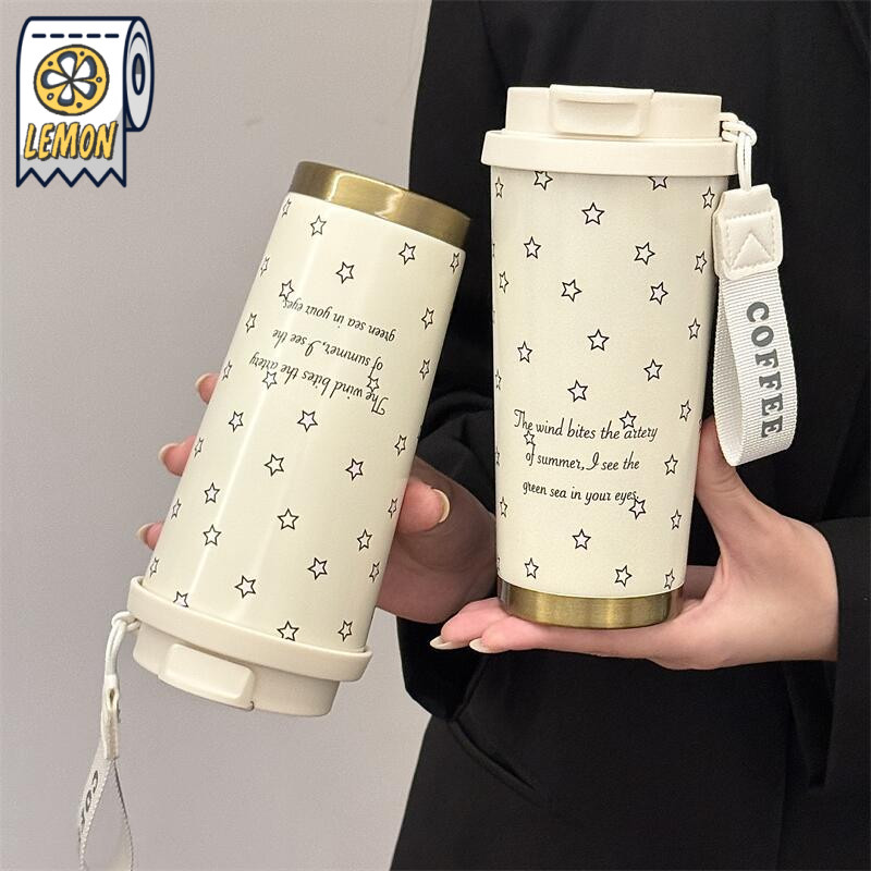 แก้วเก็บความเย็น 520ml ลายดาวเล็กๆน่ารัก คุณภาพ แก้วสะแตนเลส316