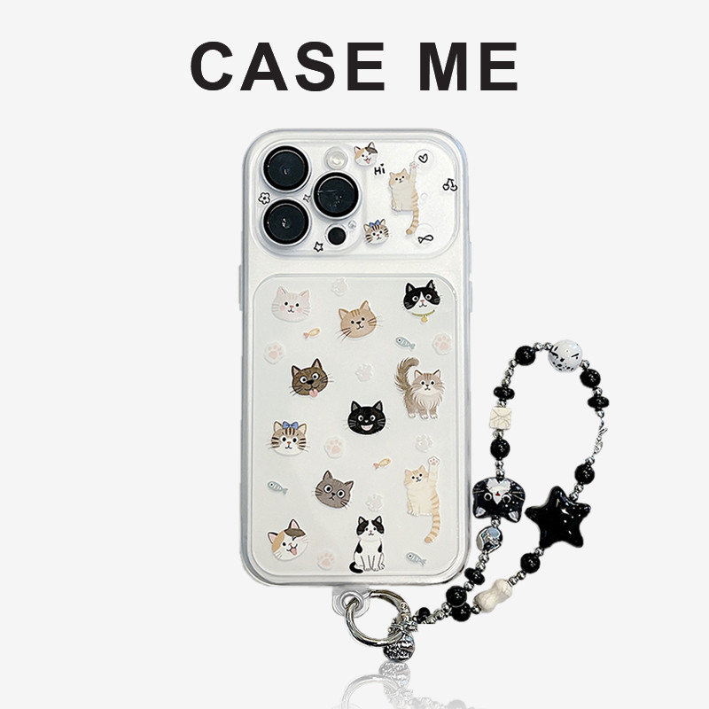 Simple INSลูกแมวClawพิมพ์ปลาสีดําStar Chainโทรศัพท์มือถือสําหรับiPhone 17 16 15 14 Pro Max iPhone 13 กันกระแทกThicken TPU + PCปกหลัง