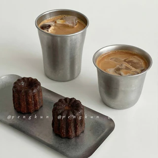 Ins Style Retro 304 ถ้วยกาแฟสแตนเลสสไตล์อุตสาหกรรมถ้วยสกัดปากกว้าง Frosted Ice American Latte ถ้วยดื่ม