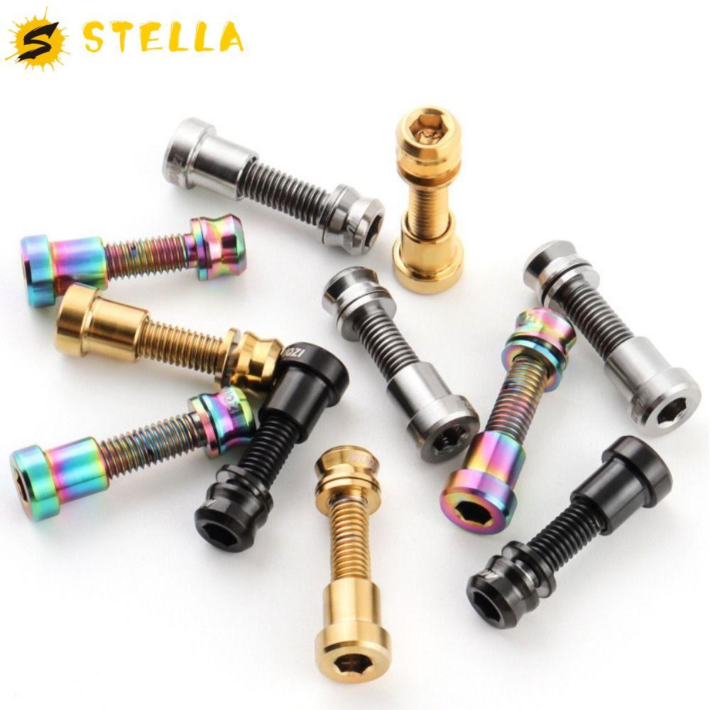 STELLA ชุดน็อตยึดแฮนด์จักรยาน หัวล็อคแฮนด์บาร์ สกรู M5x19 มม. น็อตยึดขาตะเกียบหน้า M5x17 มม. ทําจากอลูมิเนียมอัลลอยด์ Ti คุณภาพสูง สกรูล็อกจักรยาน อุปกรณ์อะไหล่สําหรับจักรยานเสือหมอบ
