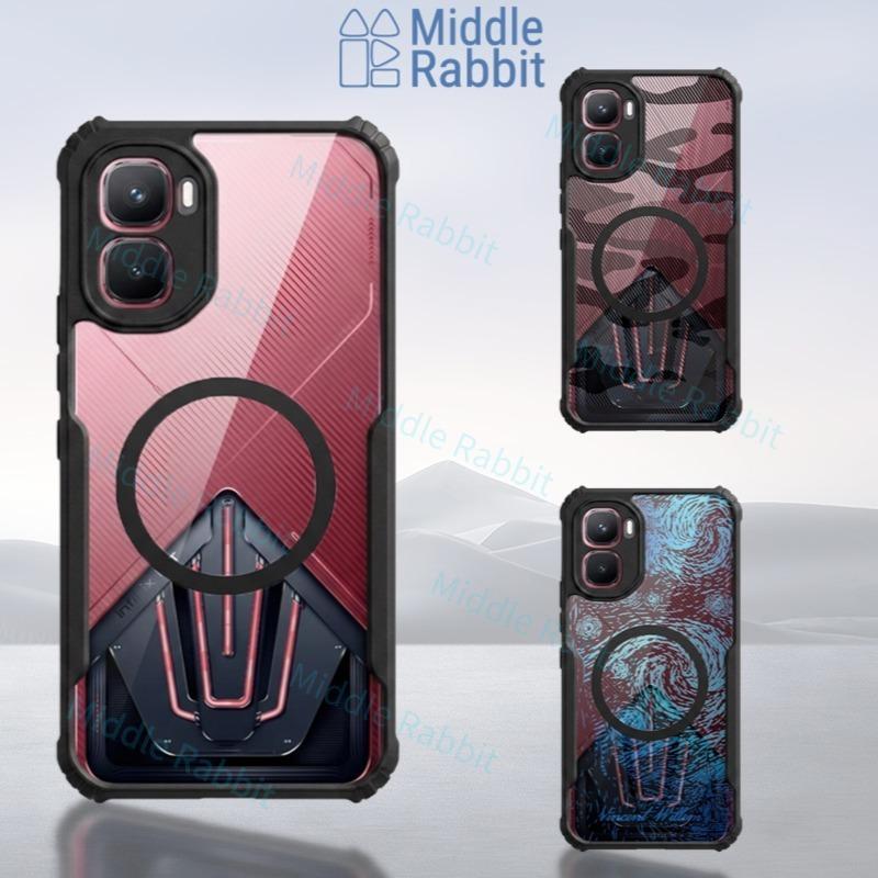 กระต่ายกลางสําหรับ Infinix GT 50 Pro 5G เคสโทรศัพท์แม่เหล็กดูดเกราะCamouflage Starry SkyTransparent ใบมีดกลับกันกระแทกมุม Slim ฝาครอบปลอก