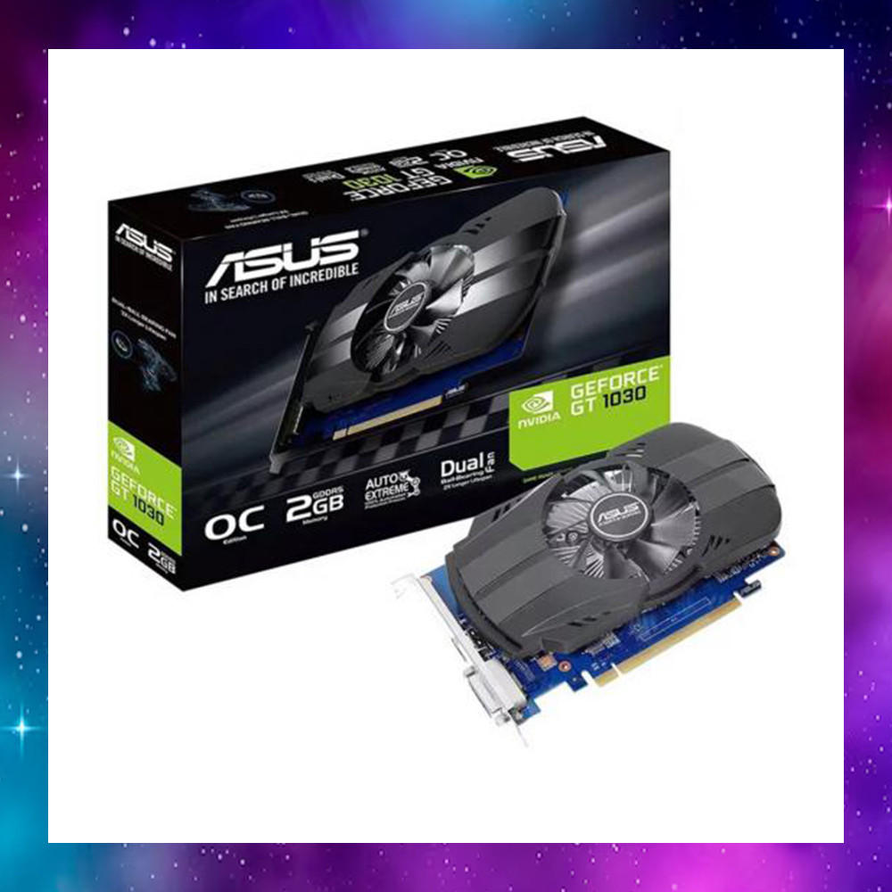VGA (การ์ดแสดงผล) ASUS PH GT1030 1030 O2G 2GB 1FAN ไม่ต่อไฟ ใช้งานปกติ