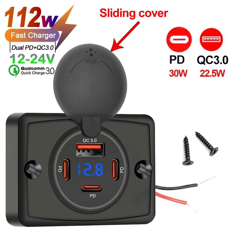 อุปกรณ์เสริมในรถยนต์ Wall Charger Adapter ดัดแปลง 2-4 USB Outlets QC 22.5W PD 30W Type-C Fast Chargi