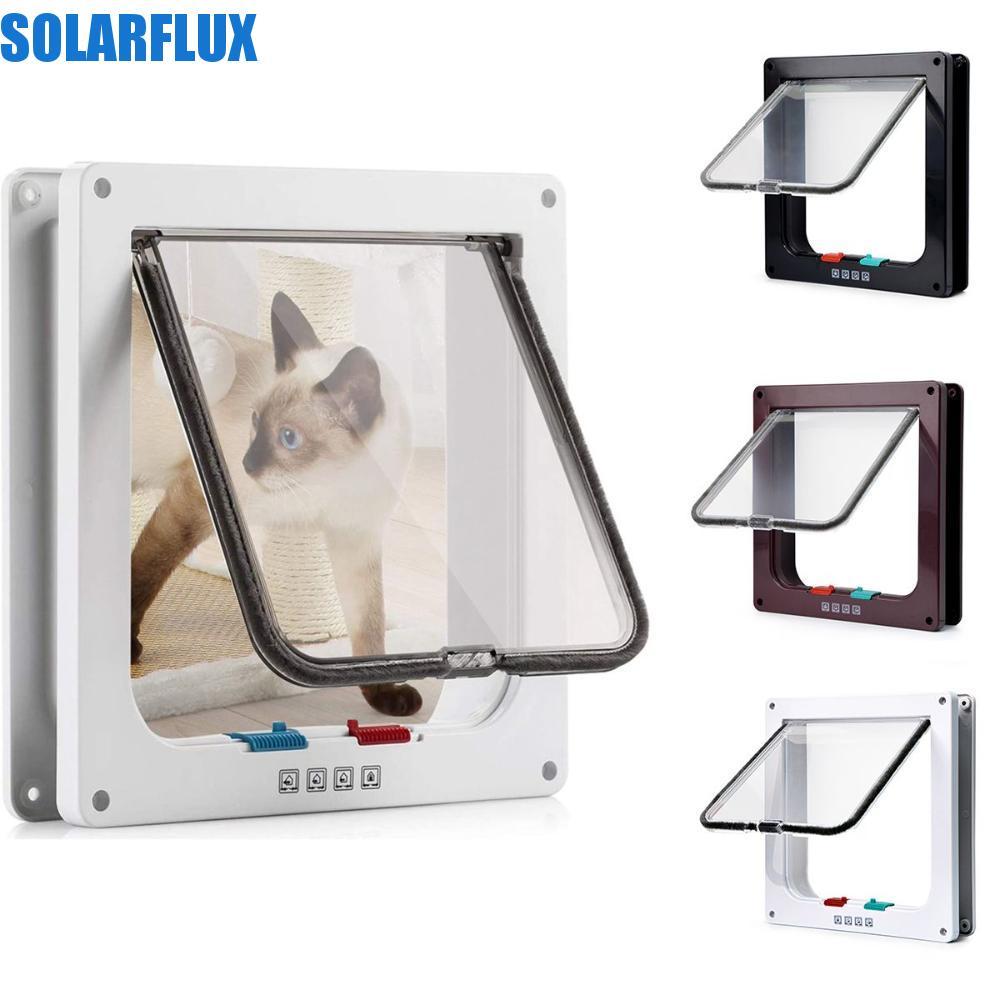 SOLARFLUX ประตูสุนัขสมาร์ท 1 ชิ้นสําหรับสุนัขขนาดเล็ก,แมว 4 วิธีภายในและภายนอกอิสระวัสดุ ABS ประตูพนัง