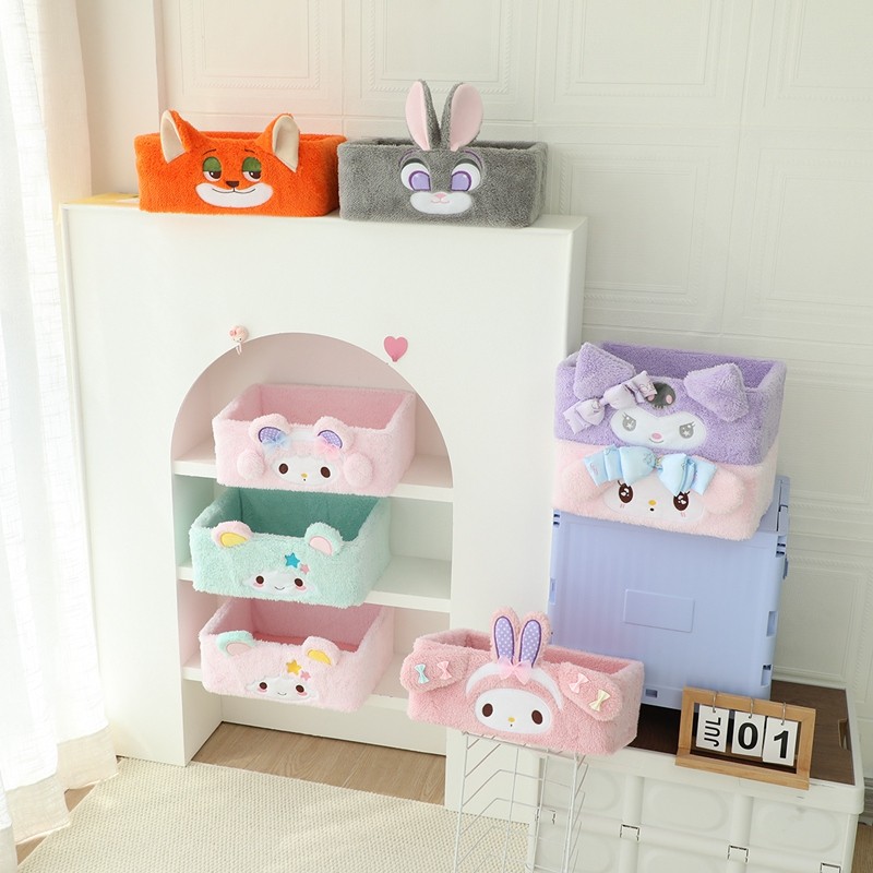 สัตว์น่ารัก Face Storage Bins ชุด Soft Plush ของเล่น Organizer ห้องเด็ก Nursery Fox กระต่าย Bunny Decor