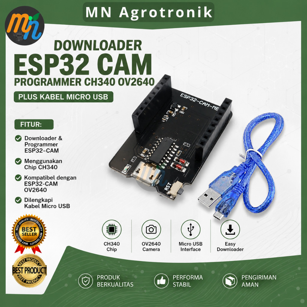 DOWNLOADER ESP32 CAM PROGRAMMER CH340 OV2640 PLUS สาย MICRO USB
