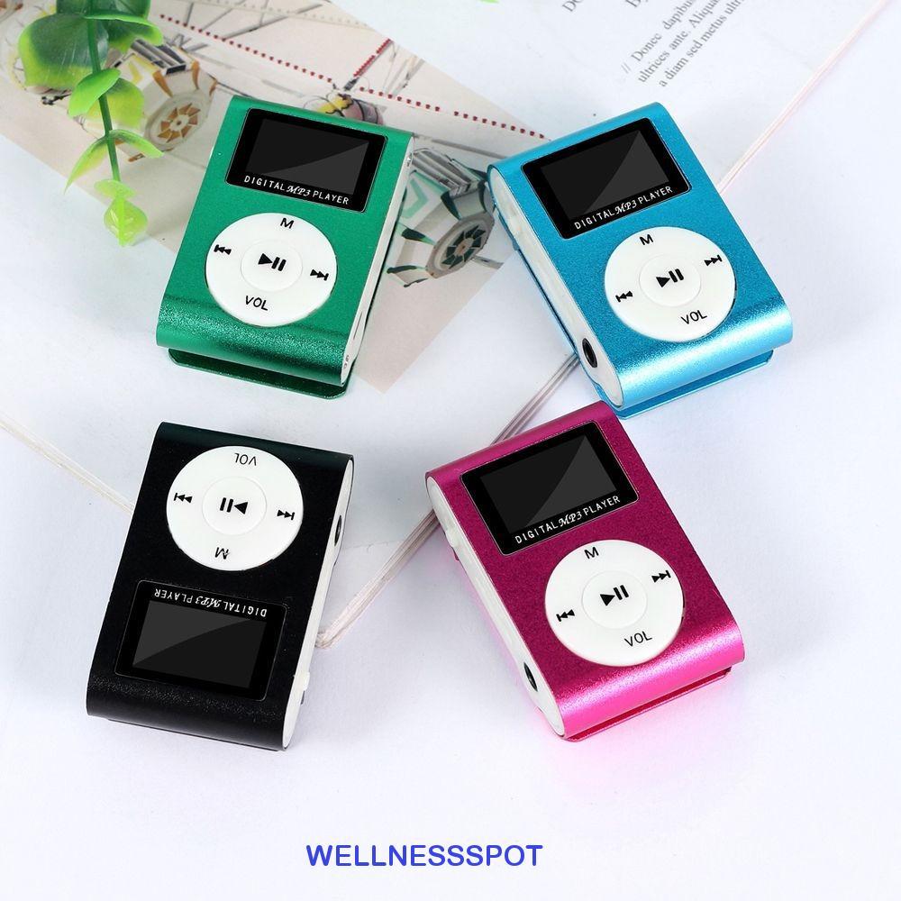 WELLNESSSPOT เครื่องเล่น MP3 ขนาดเล็กแบบพกพา, เสียง Lossless พร้อมหน้าจอ LCD USB MP3 เครื่องเล่นเพลง, คลิปโลหะบางน่ารักรองรับ SD TF Student Walkman ฟังเพลง