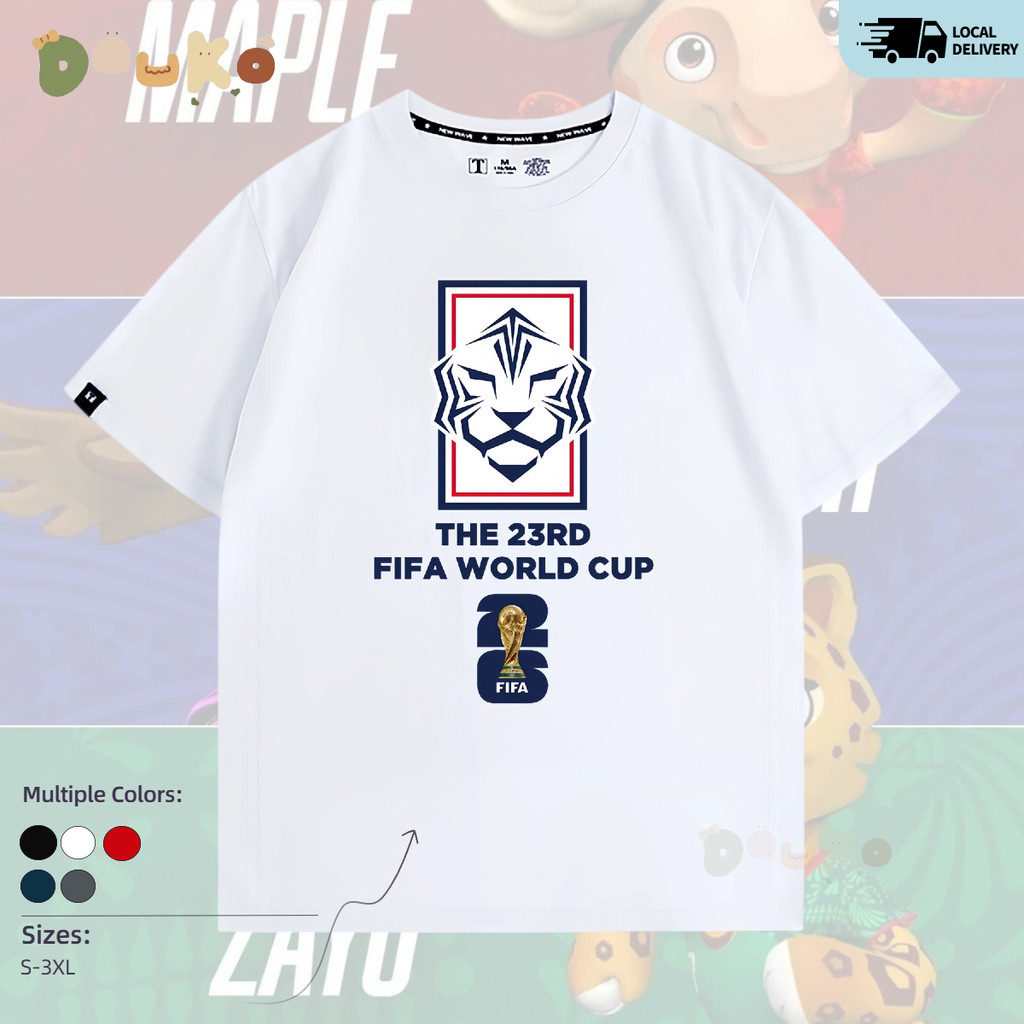 เสื้อยืด เกาหลีใต้ ฟุตบอลโลก2026 ผ้าฝ้าย100% คอกลม แขนสั้น South Korea World Cup 2026 Fan T-Shirt [พร้อมส่ง]