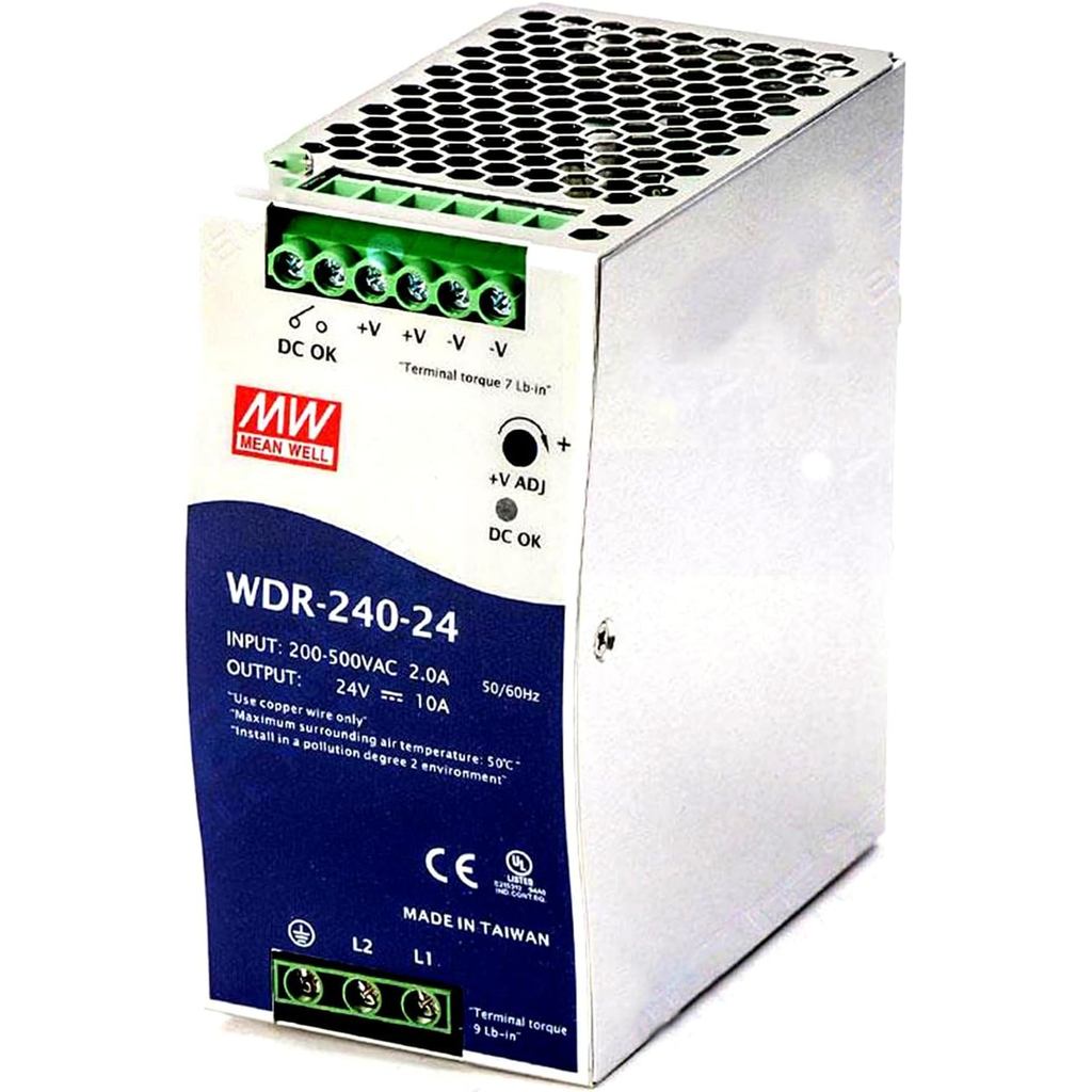 คุณภาพสูง WDR-240-24 240W 24V 10A แหล่งจ่ายไฟสลับ AC-DC ประสิทธิภาพสูง - แรงดันไฟฟ้าอินพุตกว้างสําหร