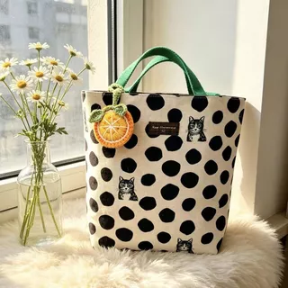 [Ready Stock] Polka Dot กระเป๋าถือแฟชั่นกระเป๋าผ้าใบความจุขนาดใหญ่ Casual All-Match Commuter Bag