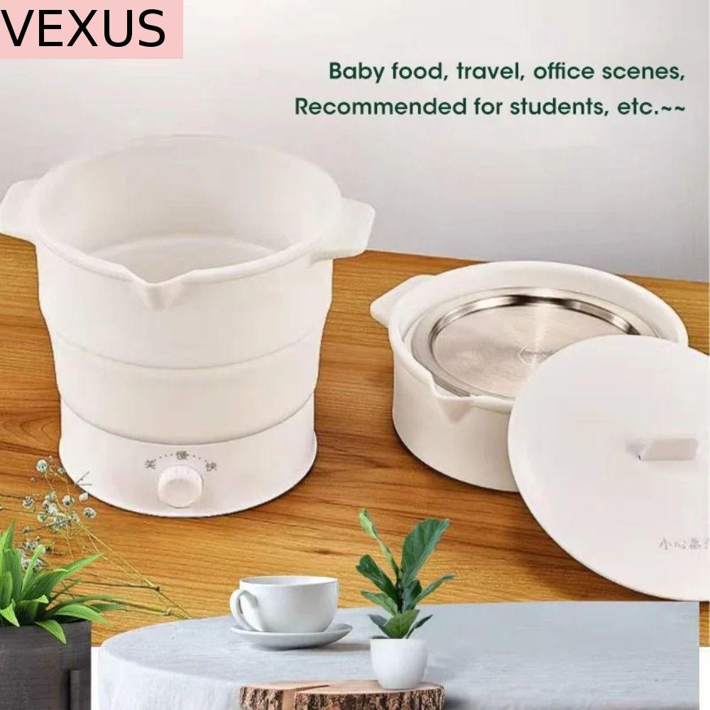 VEXUS หม้อหม้อหุงไฟฟ้าแบบพับได้110V/220Vหม้อไฟพับได้,หม้อต้มน้ําขนาดเล็ก1.2Lหม้อนึ่งอาหารทําอาหาร|หม้อหุงไฟฟ้ามัลติฟังก์ชั่นแคมป์ปิ้ง
