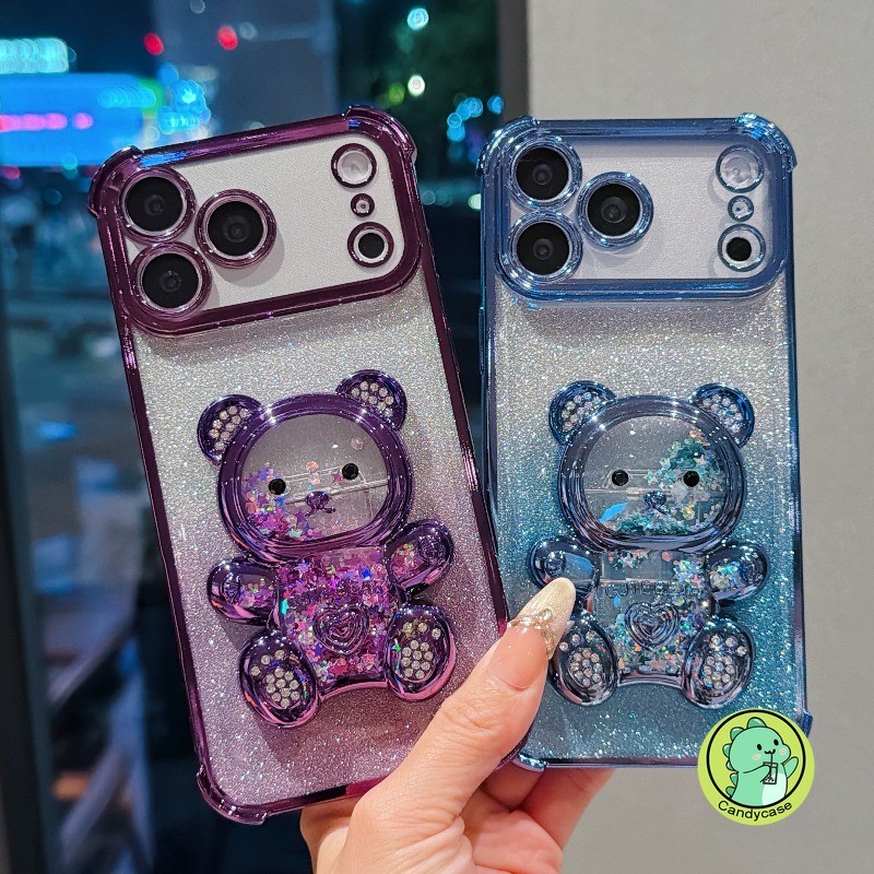 Glitterเคสโทรศัพท์พร้อมขาตั้งสําหรับVivo Y11 Y7S Y3 Y3S Y05 Y04 Y04S Y03 Y02S Y02 Y02A Y02T T5X T4R 