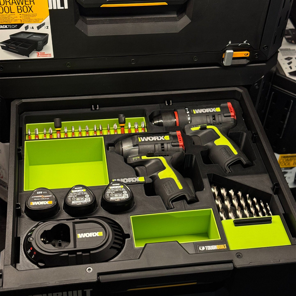 [กล่องซับการพิมพ์ 3D] เหมาะสําหรับกล่องเครื่องมือลิ้นชัก TOUGHBUILT สามารถจัดเก็บ WORX WU132+WU130x 