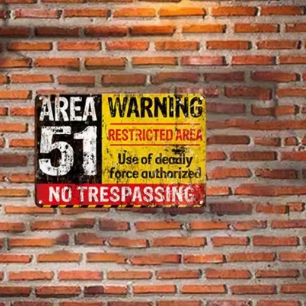 CIFbuy 8x12 นิ้ว Zone 51 ป้าย - Vintage Tin Metal Decor - "ไม่มี Trespassing" สังเกตสําหรับห้ามโซน