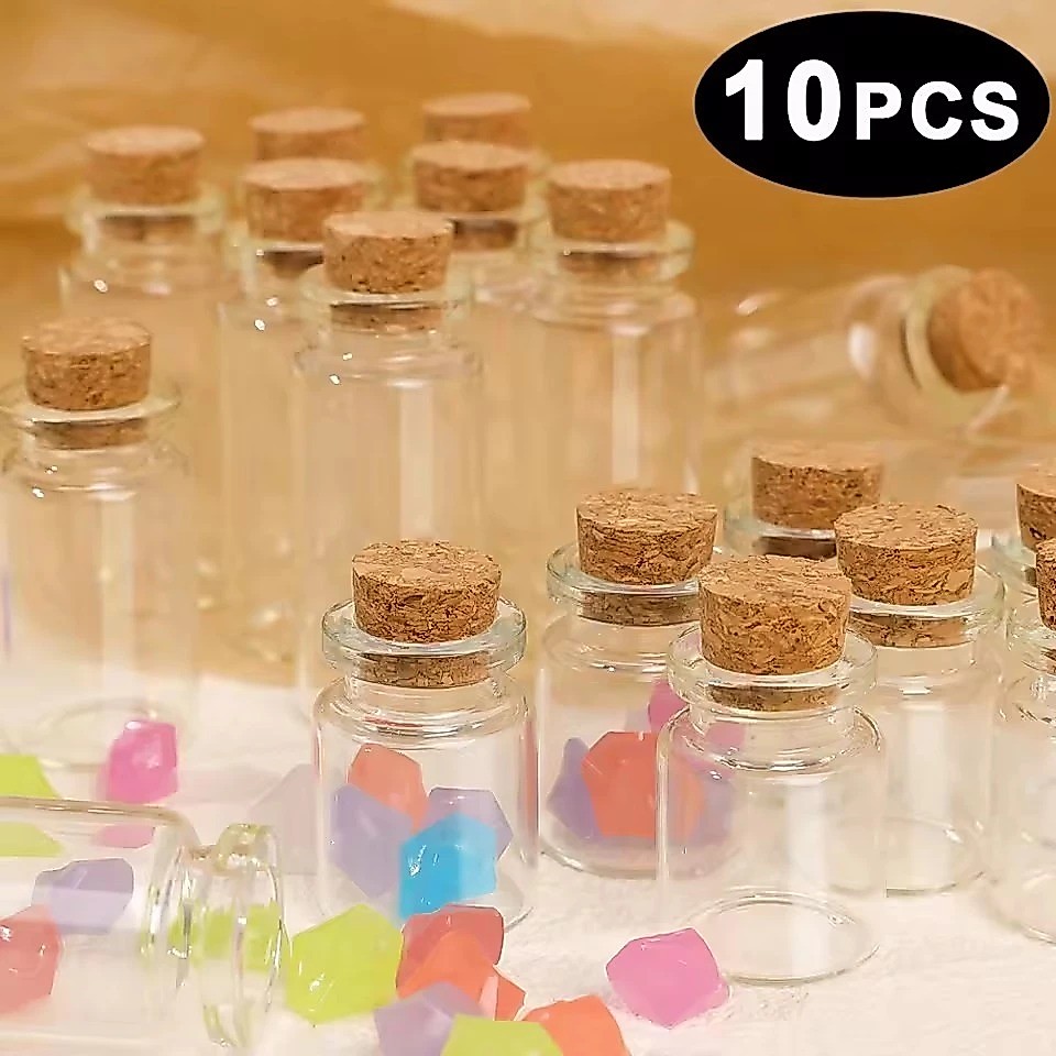 10 ชิ้น ขวดน้ําหอม / ขวดแก้วใส ขนาดเล็ก พร้อมจุกไม้คอร์ก / ขวดข้อความ DIY ต้องการ ขวดดริฟท์ / ขวดโหลเครื่องเทศ ภาชนะ / ข
