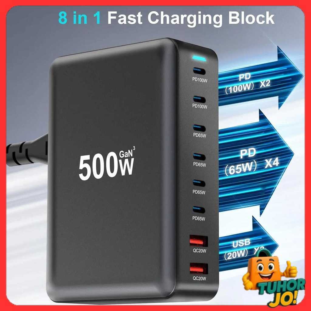 Taffia Charger USB Docking Station 8 พอร์ต Type C PD QC GaN3 500W - XSW-500W