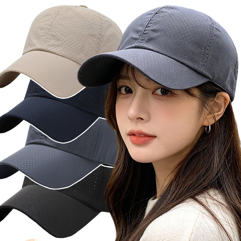 หมวกเบสบอลตาข่ายสีทึบฤดูร้อน 1/3/5 ชิ้น - หมวกตกปลาป้องกันรังสียูวี Unisex - หมวกกันแดดลําลองกลางแจ้งแห้งเร็ว