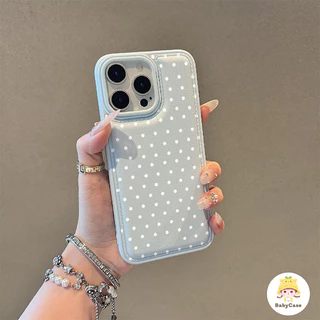 เคสโทรศัพท์ป้องกันการตกสีขาวลายจุดสไตล์ เคสไอโฟน 17 เหมาะสำหรับ IPhone 13 14 17 15 11 12 16 Pro Max 14 15 16 Plus Air