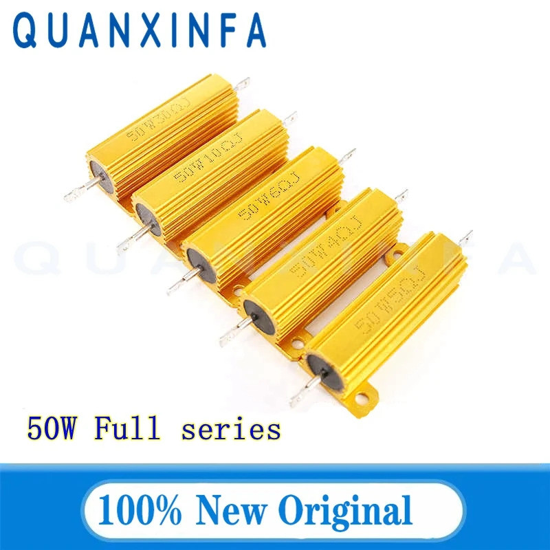 1PCS 50W RX24 อลูมิเนียมโลหะกรณี Wirewound Resistor 0.1R 0.2R 20R 22R 0.5R 1K 2K 5K 10R 6.8R 50R 1K 