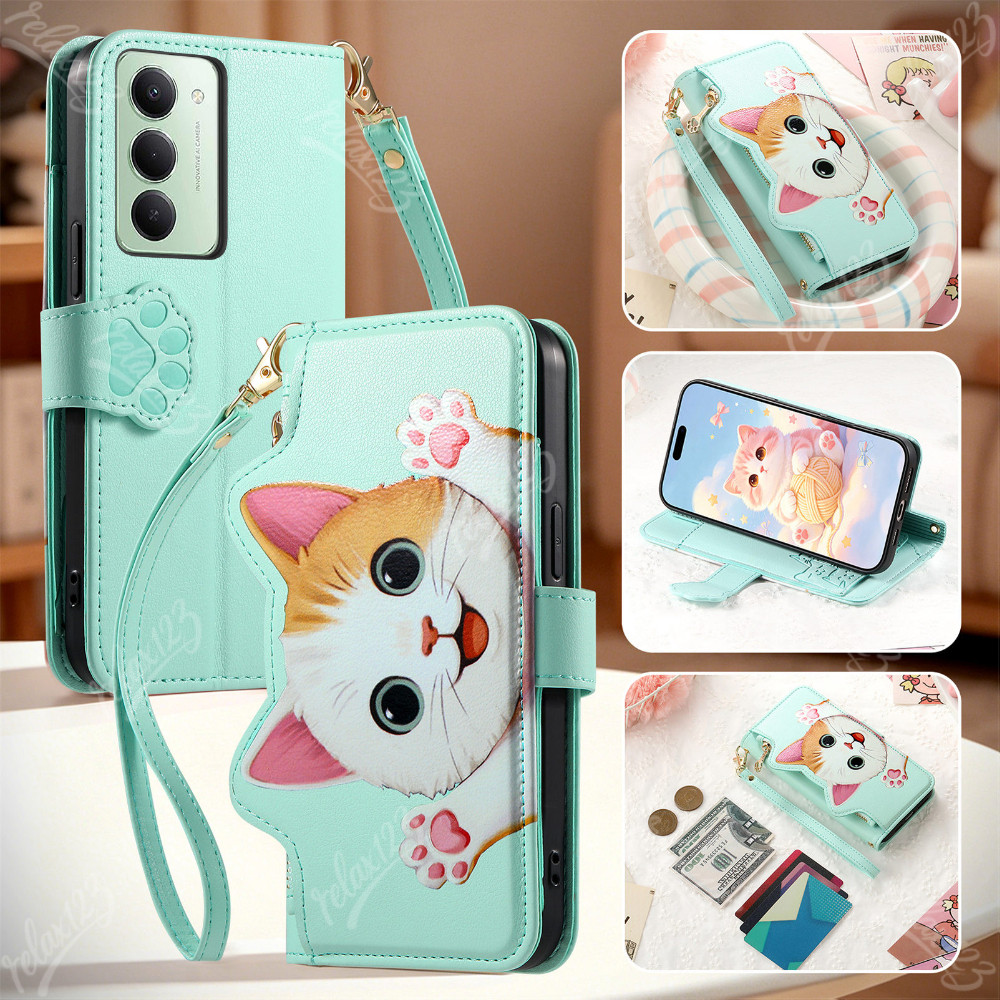 สําหรับRedmi 15 4G 5Gแมวน่ารักCrossbody Lanyardสายคล้องกระเป๋าสตางค์สําหรับRedmi 15 15A 15C Redmi15 