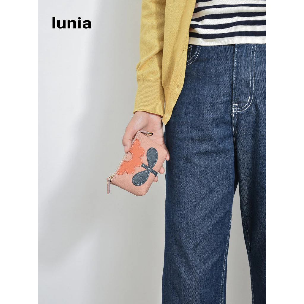 Lunia สไตล์จีน Cowhide ดอกไม้กระเป๋าเหรียญหนังแท้ผู้ถือบัตร Key Drivers License ลิปสติกหูฟังกระเป๋าเก็บ thumbnail 5