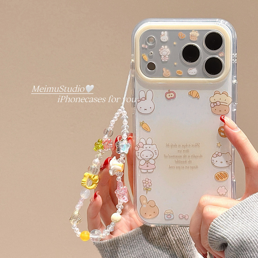 Huiwanju น่ารักการ์ตูนหมีกระต่ายสําหรับ iPhone 17 โทรศัพท์มือถือกรณี iphone16promax/15/17pm/15pro/16