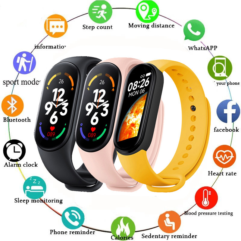 M7 สมาร์ทวอท์ชผู้ชายผู้หญิงฟิตเนส Tracker นาฬิกา Heart Rate เครื่องวัดความดันโลหิต Smartwatch กีฬานา