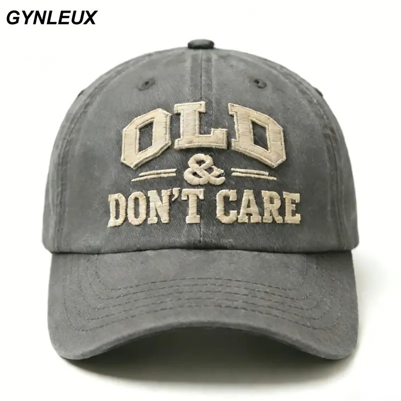 Vintage ล้างผ้าฝ้าย OLD & DONT CARE เย็บปักถักร้อยเบสบอลหมวกนุ่มหมวก Uni Retro Casual หมวก Breathabl