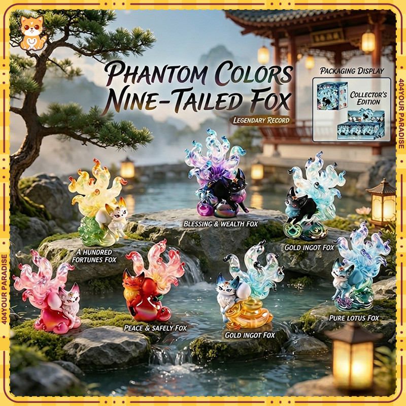 สีสันเก้าหางสุนัขจิ้งจอกรูปแฟนตาซีฟ็อกซ์กล่องตาบอดของเล่นสะสมเรซิ่นตกแต่งโต๊ะโฮมออฟฟิศเครื่องประดับของขวัญวันเกิด
