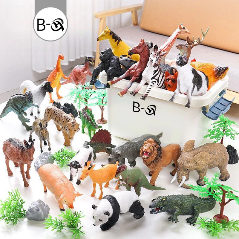 BHQ ของเล่นสวนสัตว์จำลอง 30 โมเดลสัตว์+21 อุปกรณ์เสริมด้านสิ่งแวดล้อม สวนสัตว์จำลอง