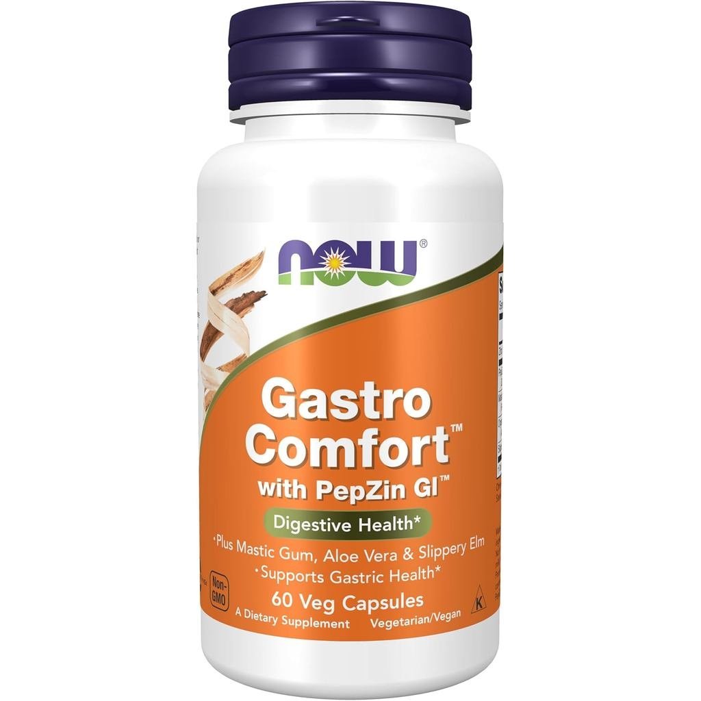 NOW s s Gastro Comfort plus Mastic Gum Al Vera และ Slippery Elm 60 Veg Capsules