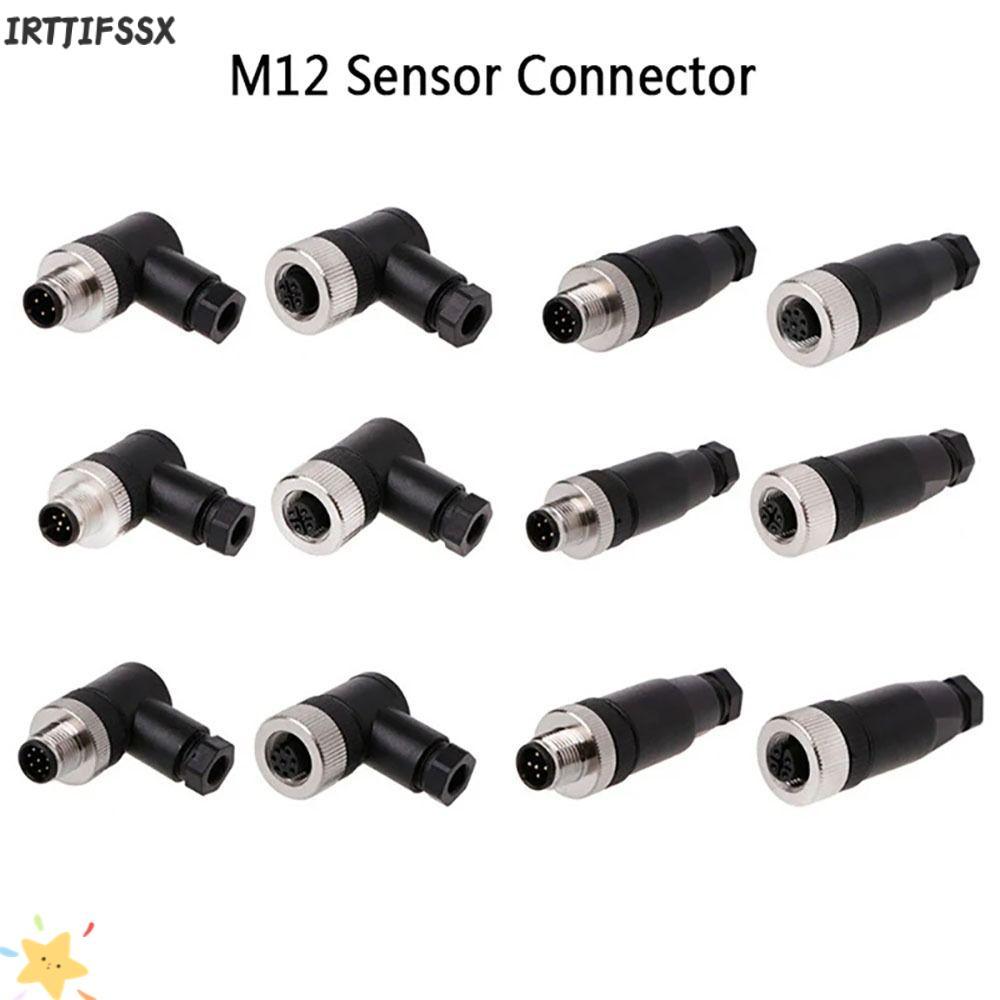 IRTJIFSSX M12 Sensor Connector, ชายหญิงซ็อกเก็ตขั้วต่อ M12 ปลั๊กการบิน, 4 5 8 พินตรงกันน้ําปลั๊กชายและหญิง
