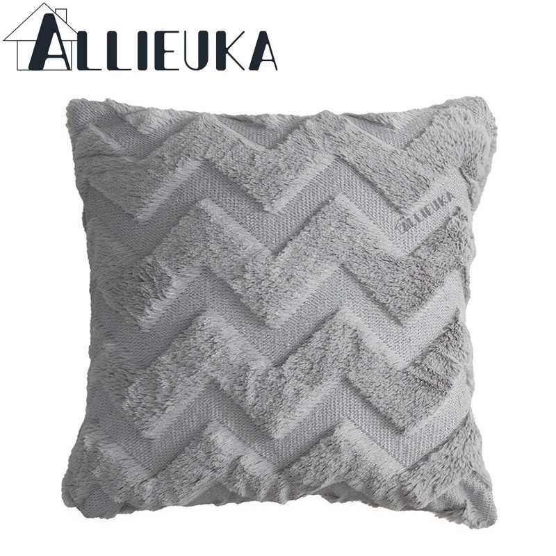Allieuka ปลอกหมอน มีซิป ขนนุ่ม สำหรับตกแต่งบ้าน 45x45ซม