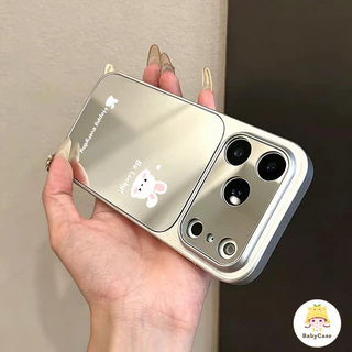 เคสโทรศัพท์กระจกกระต่ายน้อยน่ารักเรียบง่าย เคสไอโฟน17 เหมาะสำหรับIPhone X XS Max17 16 11 13 XR 14 12 ProMAX 14 Plus