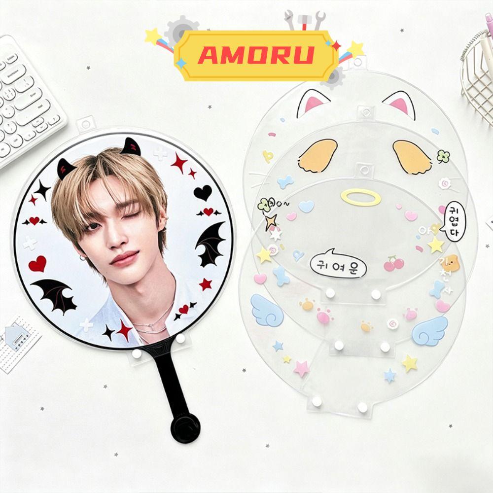 AMOR12U7 Picket Fan Cover,กันฝุ่นแบบพกพาUchiwaพัดลมแขน,การ์ตูนPVC Cheering Fan Storage Idol Concert 