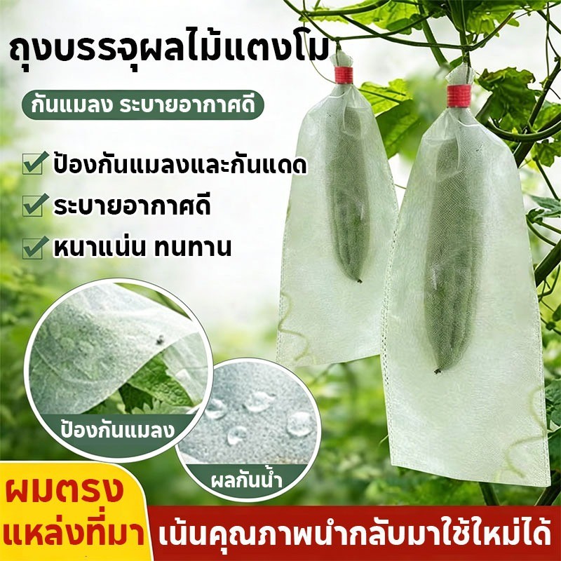 ถุงห่อผลไม้ ถุงตาข่ายห่อผลไม้กันแมลง 100ชิ้น ขนาด 15×36/15×50 ซม นำมาใช้ใหม่ ไม่มีไอน้ำเกาะในถุง ไม่แตกง่าย