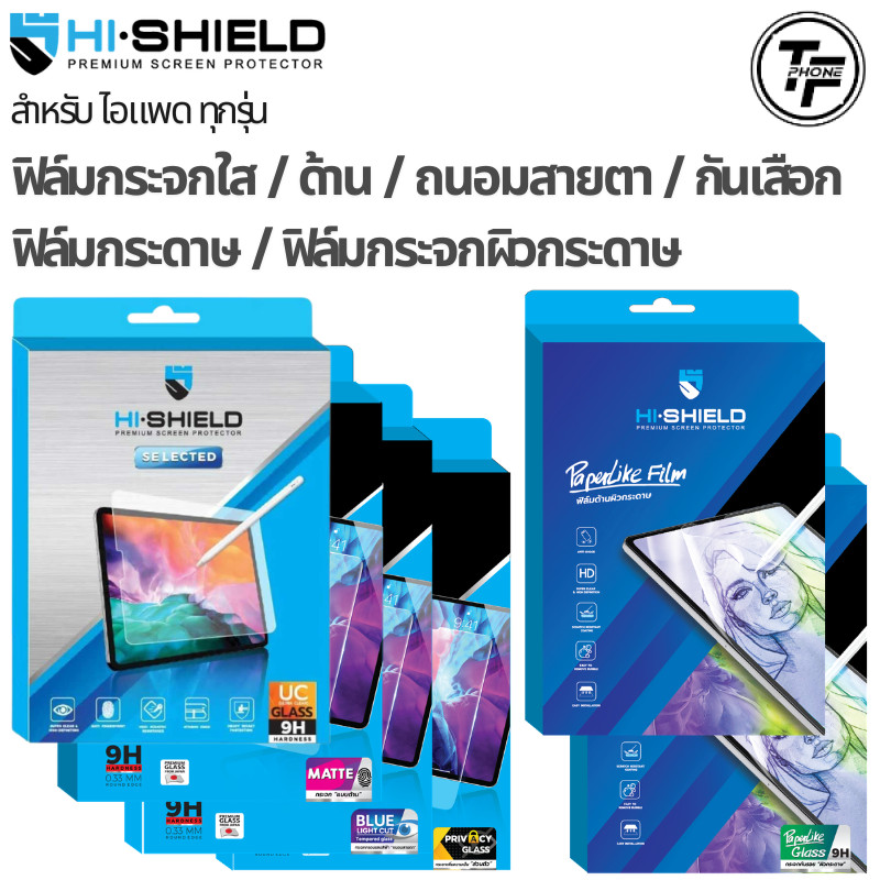 Hishield ฟิล์มกระจก For iPad Air / Pro / ใส / ด้าน / ถนอมสายตา / กันเสือก / PaperLike / PaperLike Glass