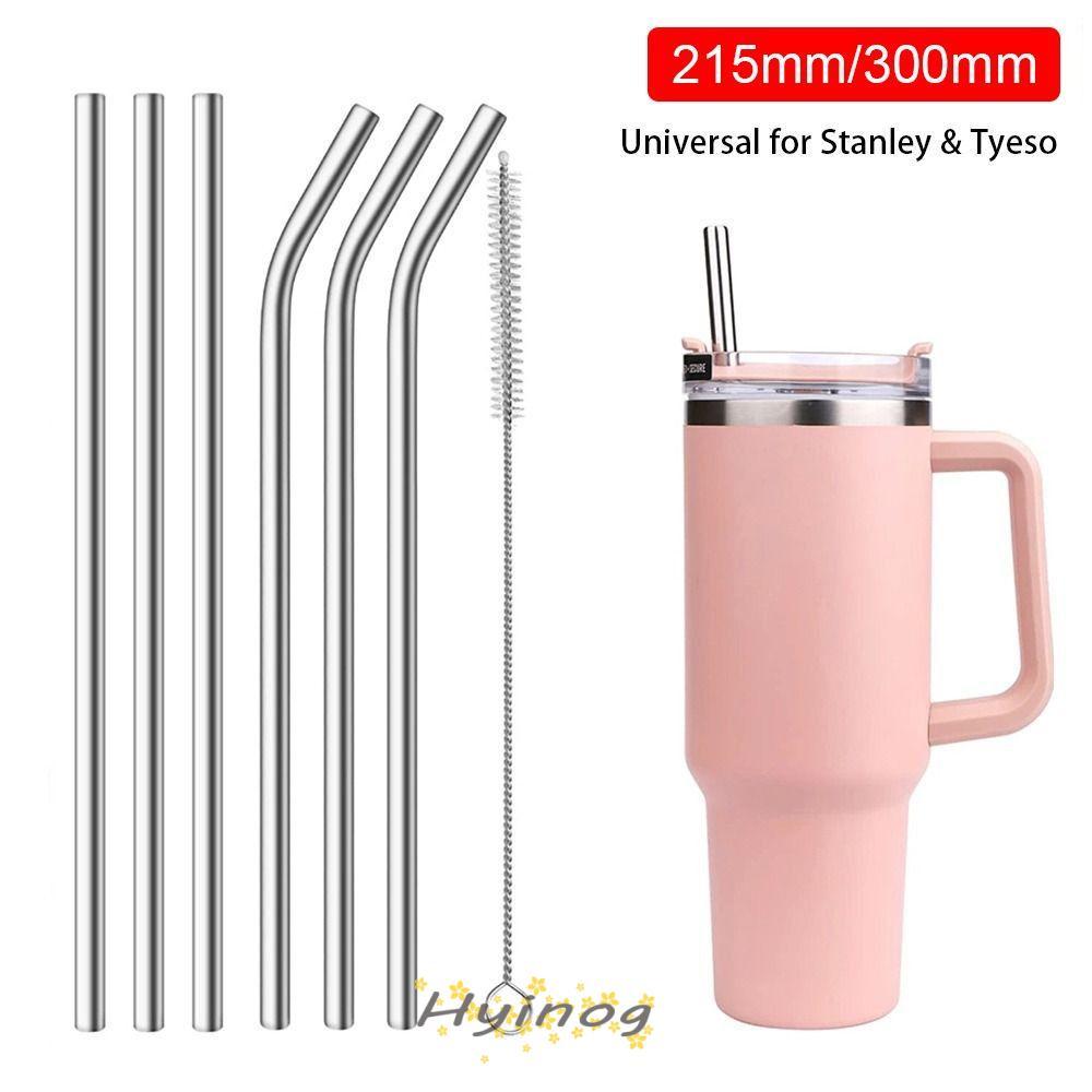HYINOG 1 ชิ้นหลอดสแตนเลส,ตรง Bent Silver ถ้วยฟาง,ดื่มนํากลับมาใช้ใหม่ 6 มิลลิเมตร 8 มิลลิเมตรหลอดทดแทนสําหรับ 30 ออนซ์ 40 ออนซ์ Tyeso ถ้วย