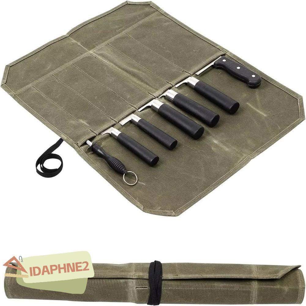 IDAPHNE2 Chef Tools Storage Bag, Portable 7 Slots Chef Tools Carrier, Roll-Up Design Waterproof Mini